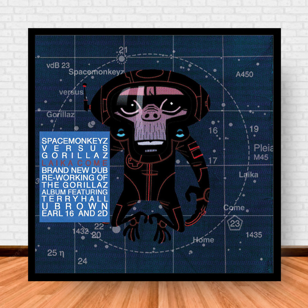 Quadro Decorativo Placa Música Álbuns Gorillaz Rock com Moldura