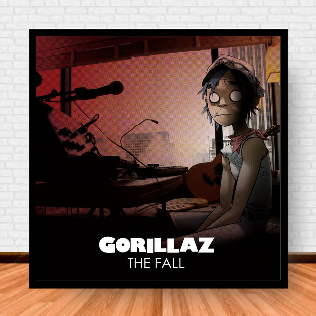 Quadro Decorativo Placa Música Álbuns Gorillaz Rock com Moldura