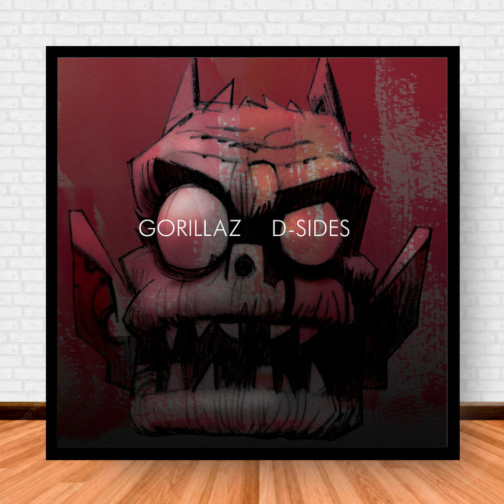 Quadro Decorativo Placa Música Álbuns Gorillaz Rock com Moldura