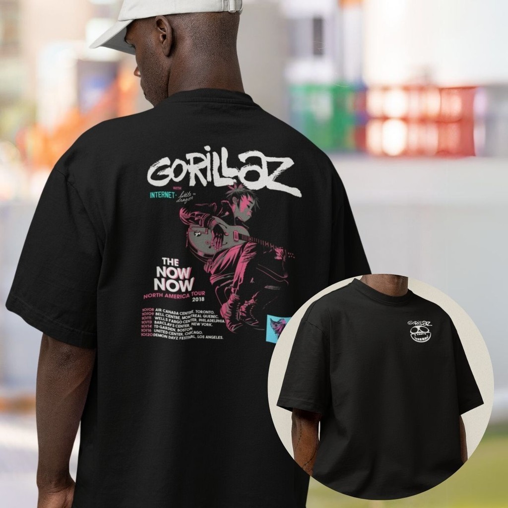 Camiseta Gorillaz Banda Cartoon Rock Tour The Now North America