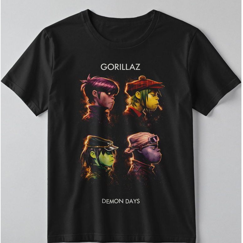 Camiseta Banda Gorillaz Demon Days 100% Algodão Camisa Rock Masculina Feminina Plus Size Blusa