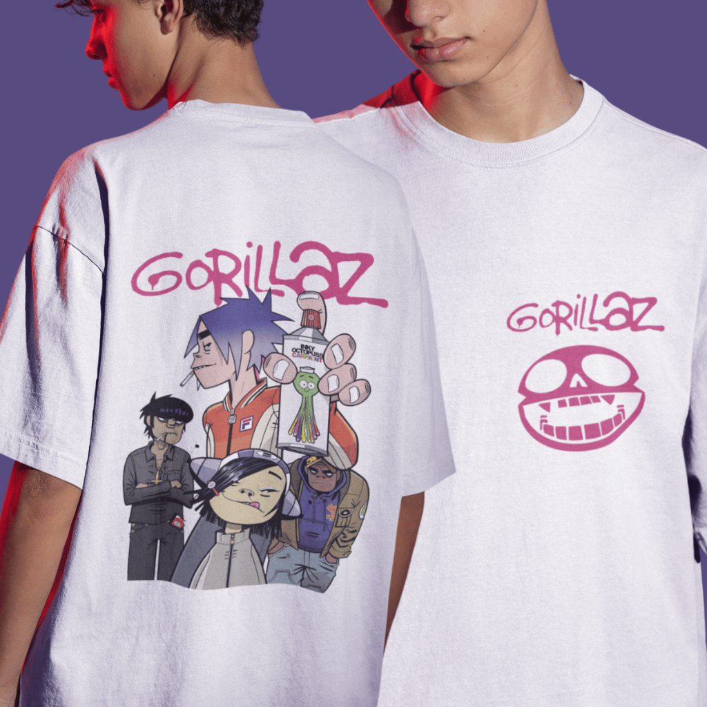 Camiseta Banda Rock 90's Gorillaz Estampada Camisa Unissex Algodão Premium Tendência