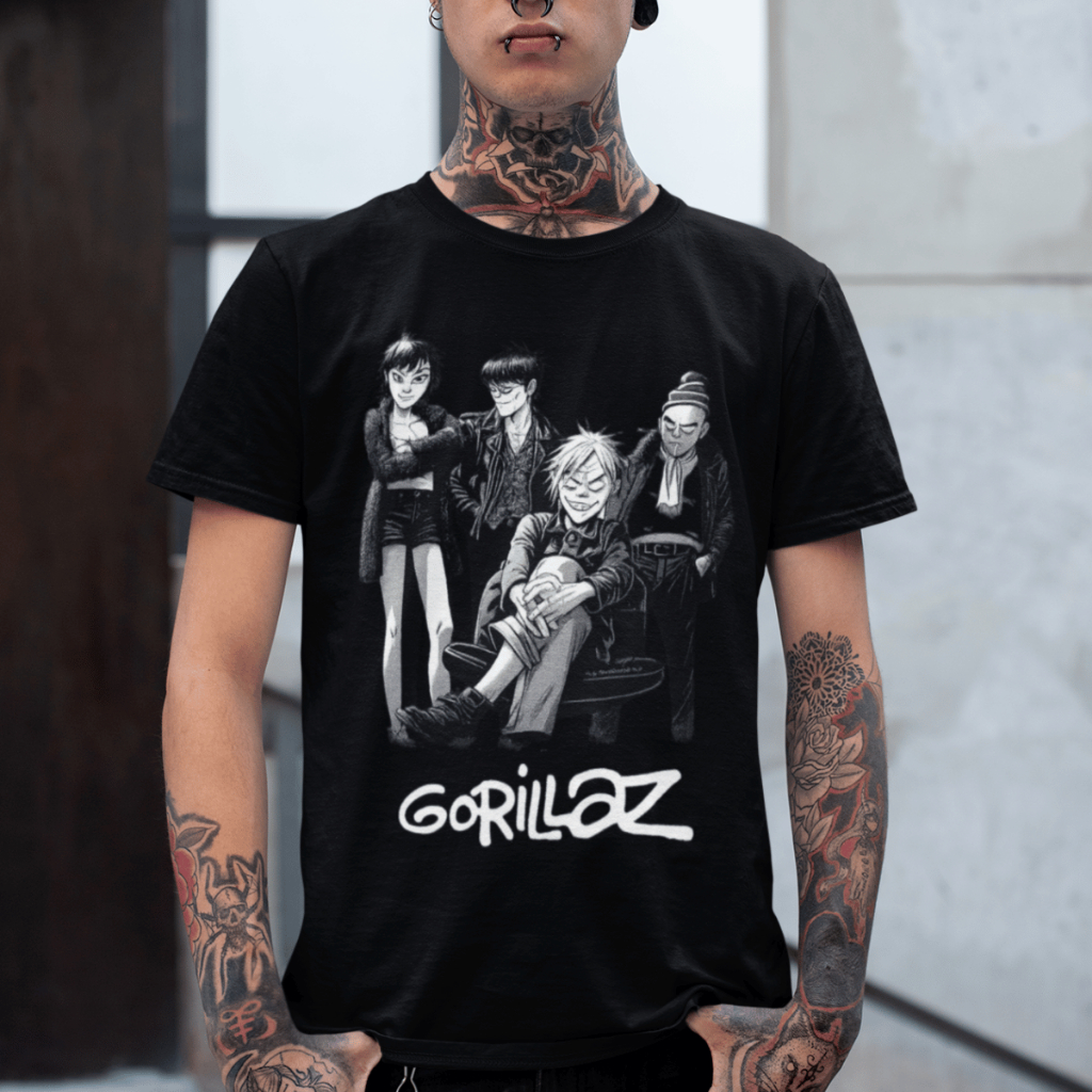 Camiseta Gorillaz Banda Rock Tendência Momento Blusa Unissex 100% Algodão