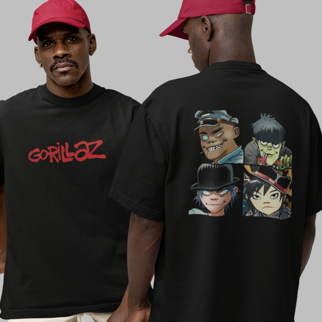 Camiseta Estampada Gorillaz Banda Rock Unissex Camisa T-Shirt Em Algodão Masculino Feminino