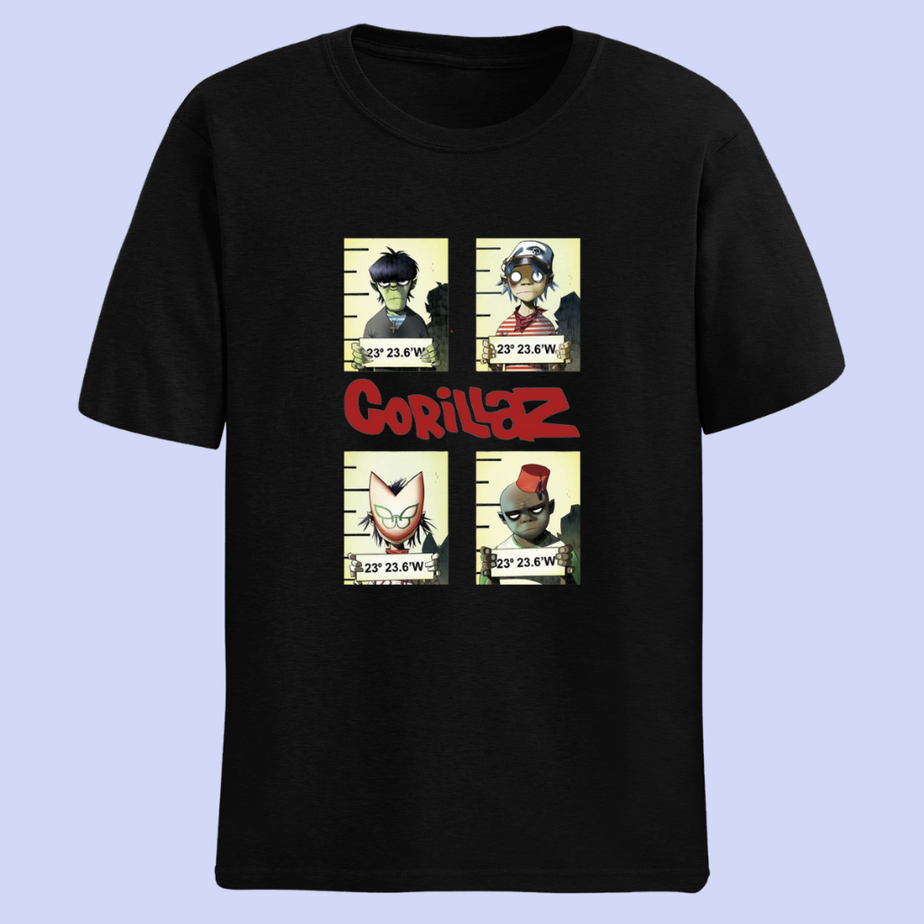 Camisa Camiseta Gorillaz Banda de rock Personalizada Unissex