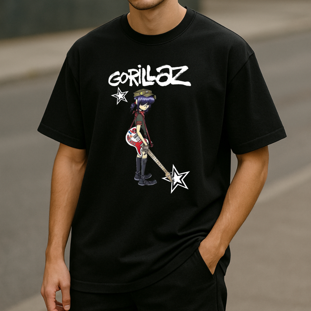 Camiseta Basica Gorillaz The Now North America Demon Days Tour Unissex
