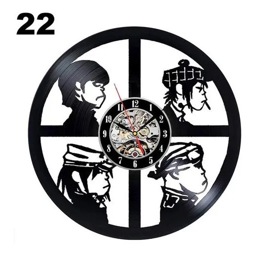 Gorillaz 22 - Relógio Disco De Vinil Decoração