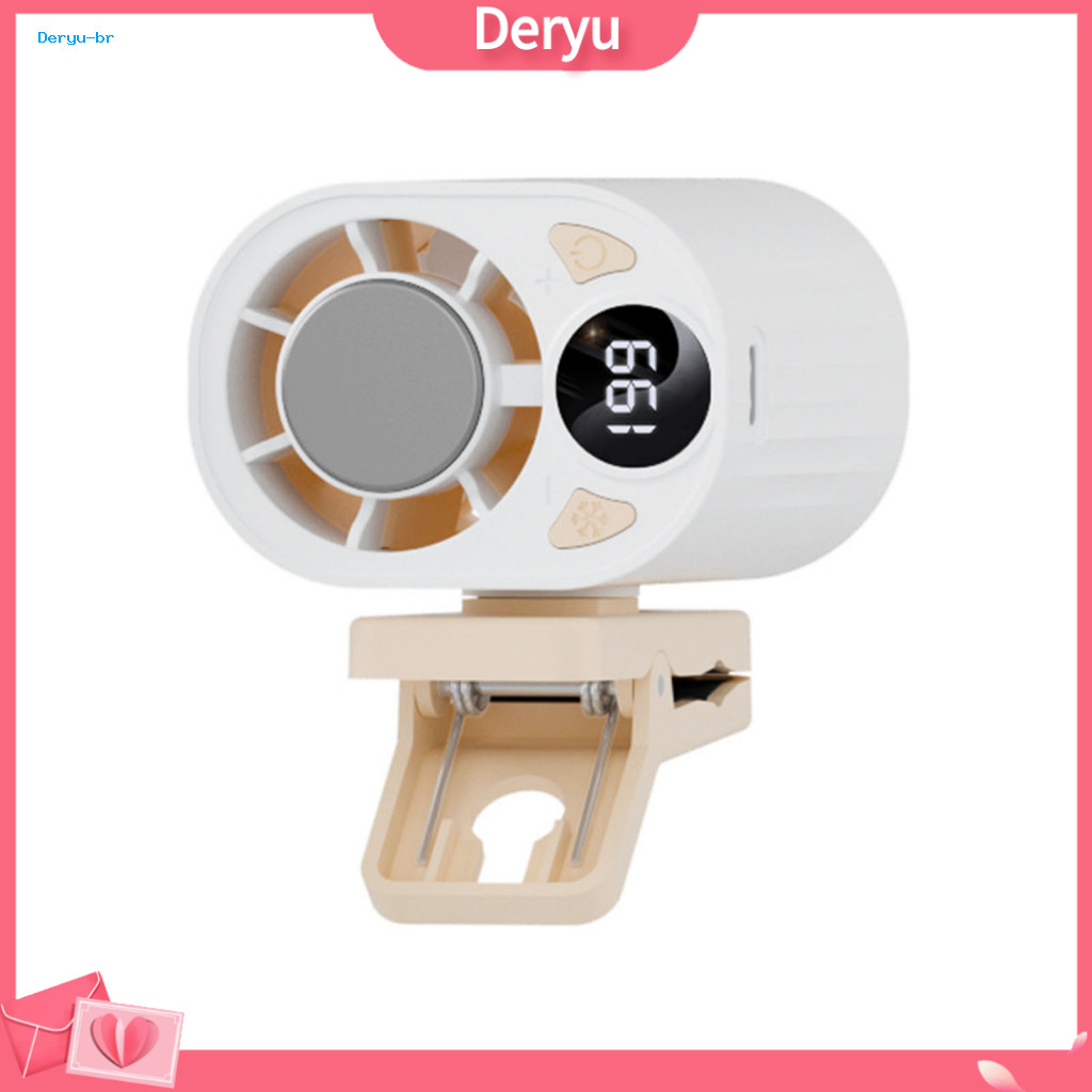 Portable Clip-on Fan Summer Usb Rechargeable with Led Display 3-speed Adjustable Personal for Car Office Travel Outdoor