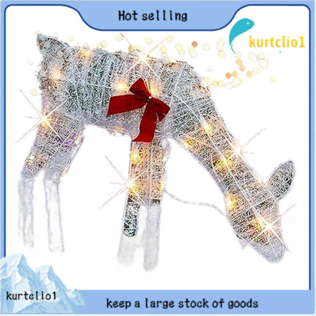 Decorações Ao Ar Livre De Renas 2D De Natal Iluminadas , Pré-Lit Light Up Xmas Rudolph E Trenó De Papai Noel Com Luzes F