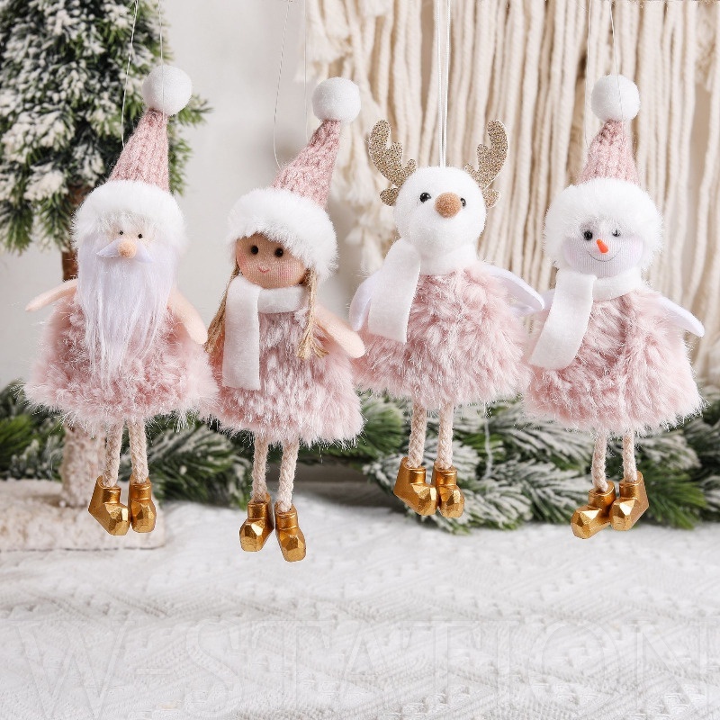 Boneca De Elfo Rosa Fofa/Papai Noel Pelúcia Elk Plush Angel Pendant/Ornamento Multiuso Casa De Bricolage/Festa De Ano Novo Xmas Tree Decoração De Natal/Presente Para Crianças