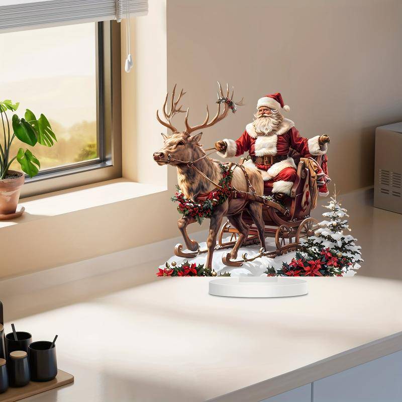 JTFG Papai Noel Rena Trenó Decoração De Mesa Com Base 2D Acrílico Enfeites De Natal 2025 Xmas Navidad Fontes De Festa GD