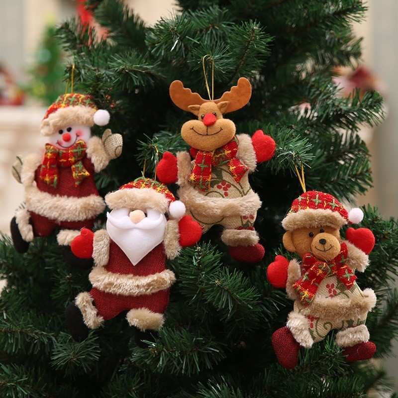 kit4 Ornamentos De Natal Papai Noel Snowman Pingente De Cervo Decorações Para Casa Xmas Ano Novo Decoração Presente