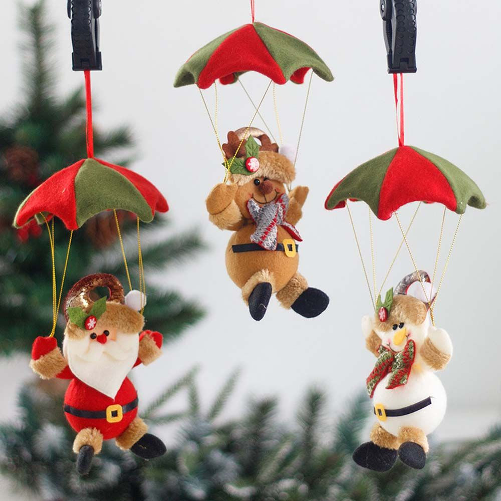 Pingente De Pára-Quedas De Natal Papai Noel Snowman Veado Xmas Tree Decoração Festa De Ano Novo Ornamento De Casa