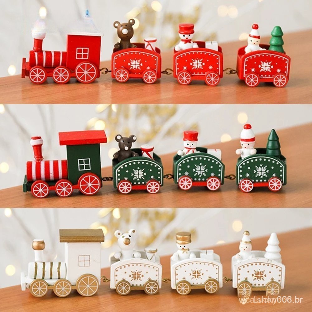 [Quente] Decoração De Natal 4 Nós Trem De Ornamento Para Crianças Navidad Noel Xmas Decor Ornamentos Do