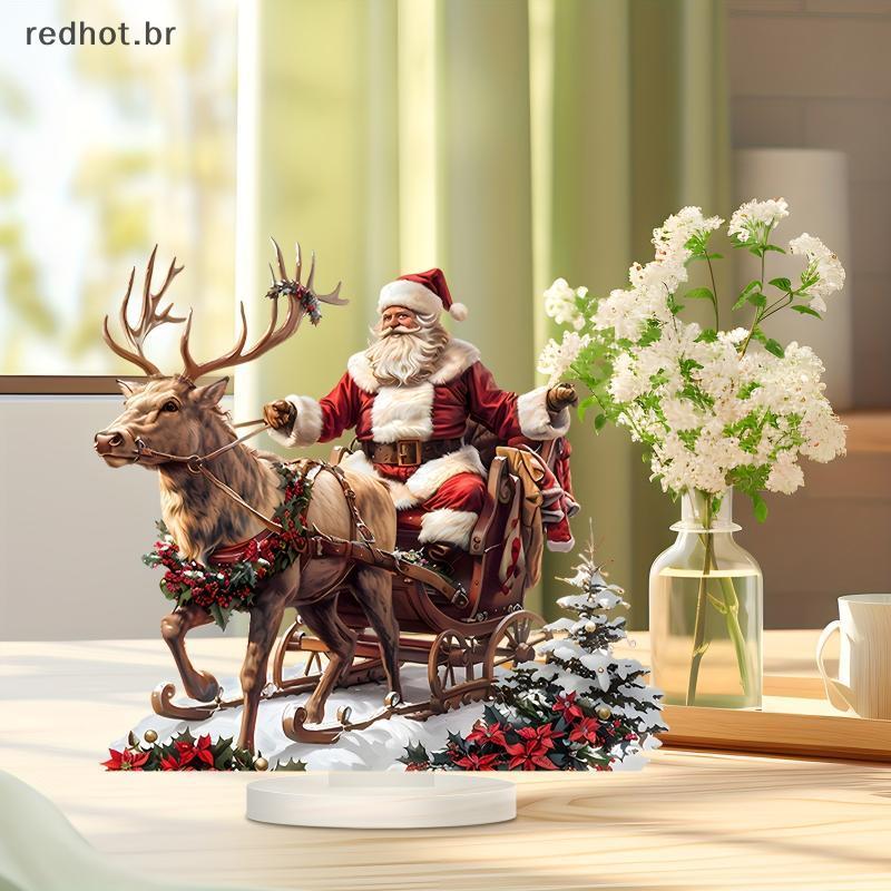 REBR Papai Noel Rena Trenó Decoração De Mesa Com Base 2D Acrílico Enfeites De Natal 2025 Xmas Navidad Party Supplies .