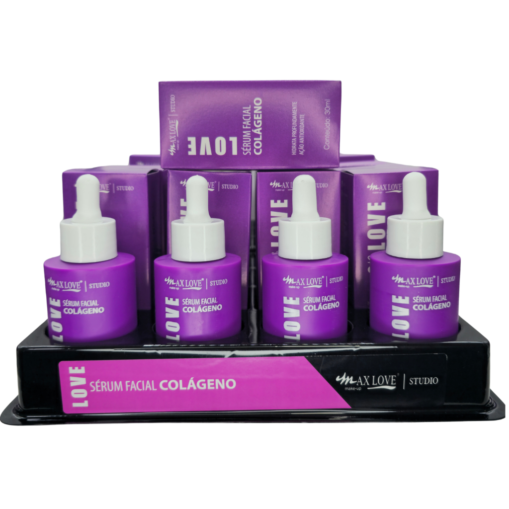 BOX C/ 24 SÉRUM FACIAL DE COLÁGENO MAX LOVE — FIRMEZA • HIDRATAÇÃO • PELE MAIS ELÁSTICA