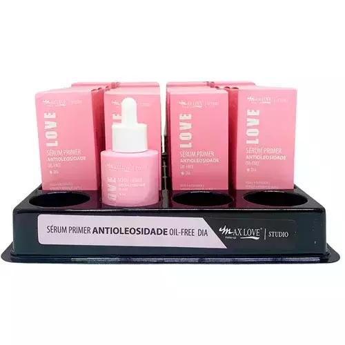BOX C/ 24 SÉRUM FACIAL DE PRIMER ANTIOLEOSIDADE OIL FREE DIA MAX LOVE — FIRMEZA • HIDRATAÇÃO