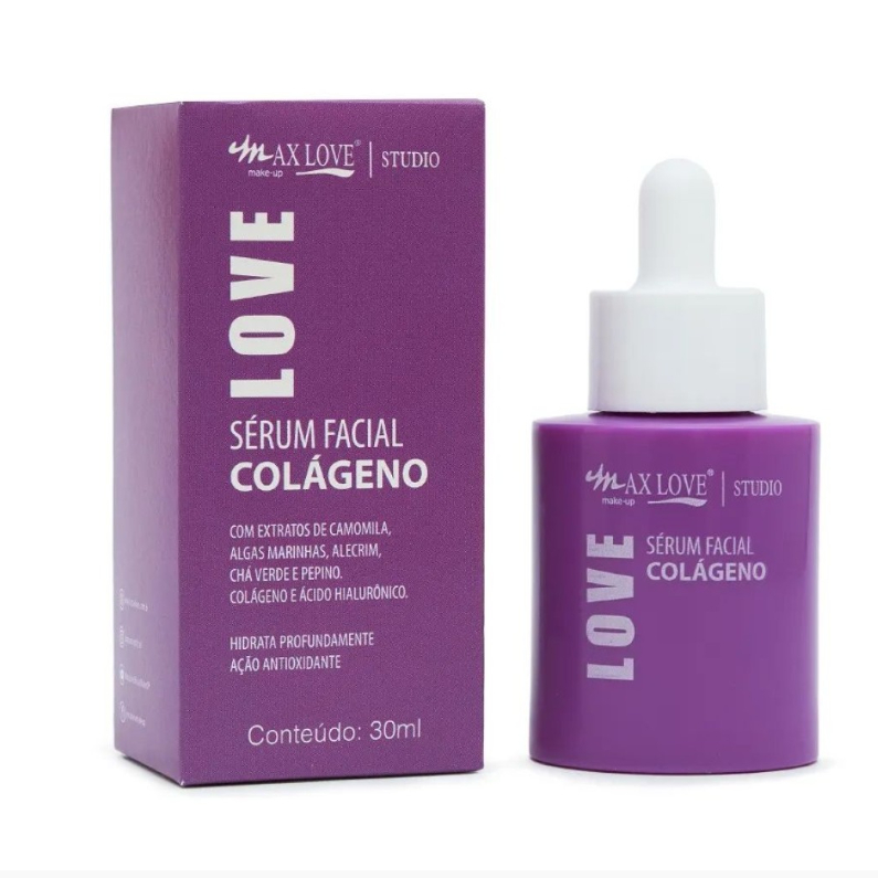 Sérum Facial Colágeno Max Love 30ml |   Anti-Rugas, Anti-Idade, Antissinais, Firmeza e Hidratação