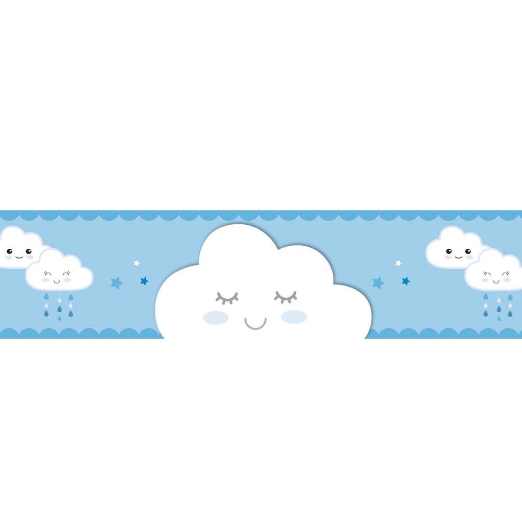 2 Faixas Decorativa Adesivo de Parede Nuvens Chuva de Amor