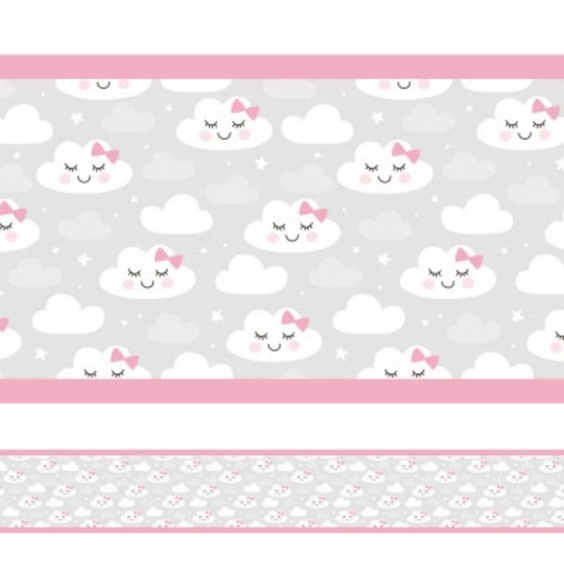 Kit 4 Faixas Decorativa Adesiva Infantil Menina Nuvem Quarto