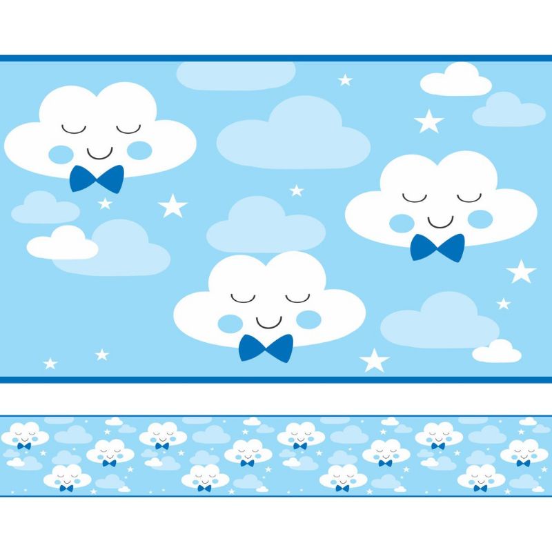 Kit 5 Faixas Decorativa Adesiva Infantil Menino Nuvem Quarto