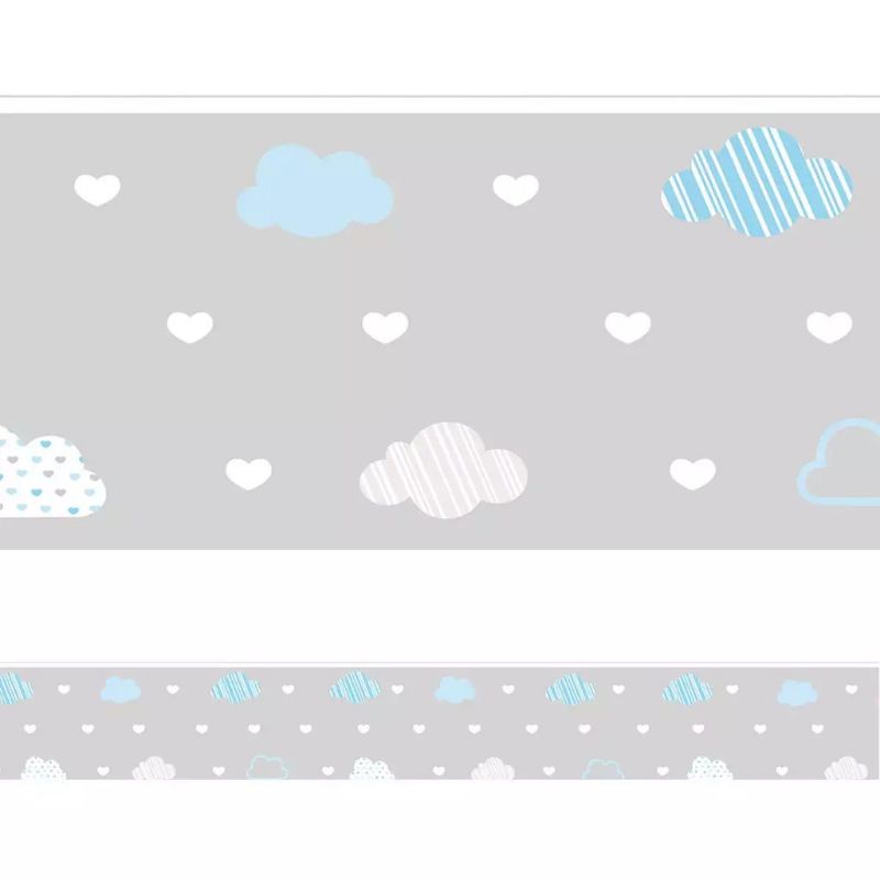 Kit 4 Faixas Decorativa Adesiva Infantil Menino Nuvem Quarto