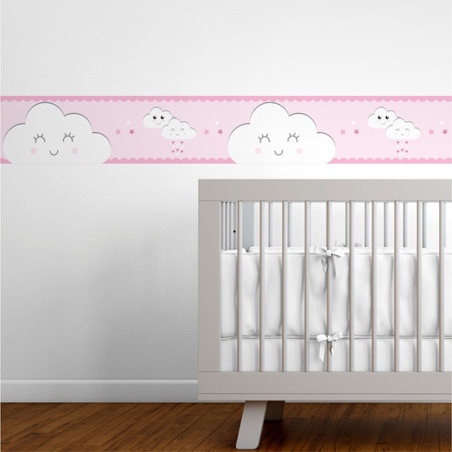Faixa Decorativa Nuvem Rosa Quarto