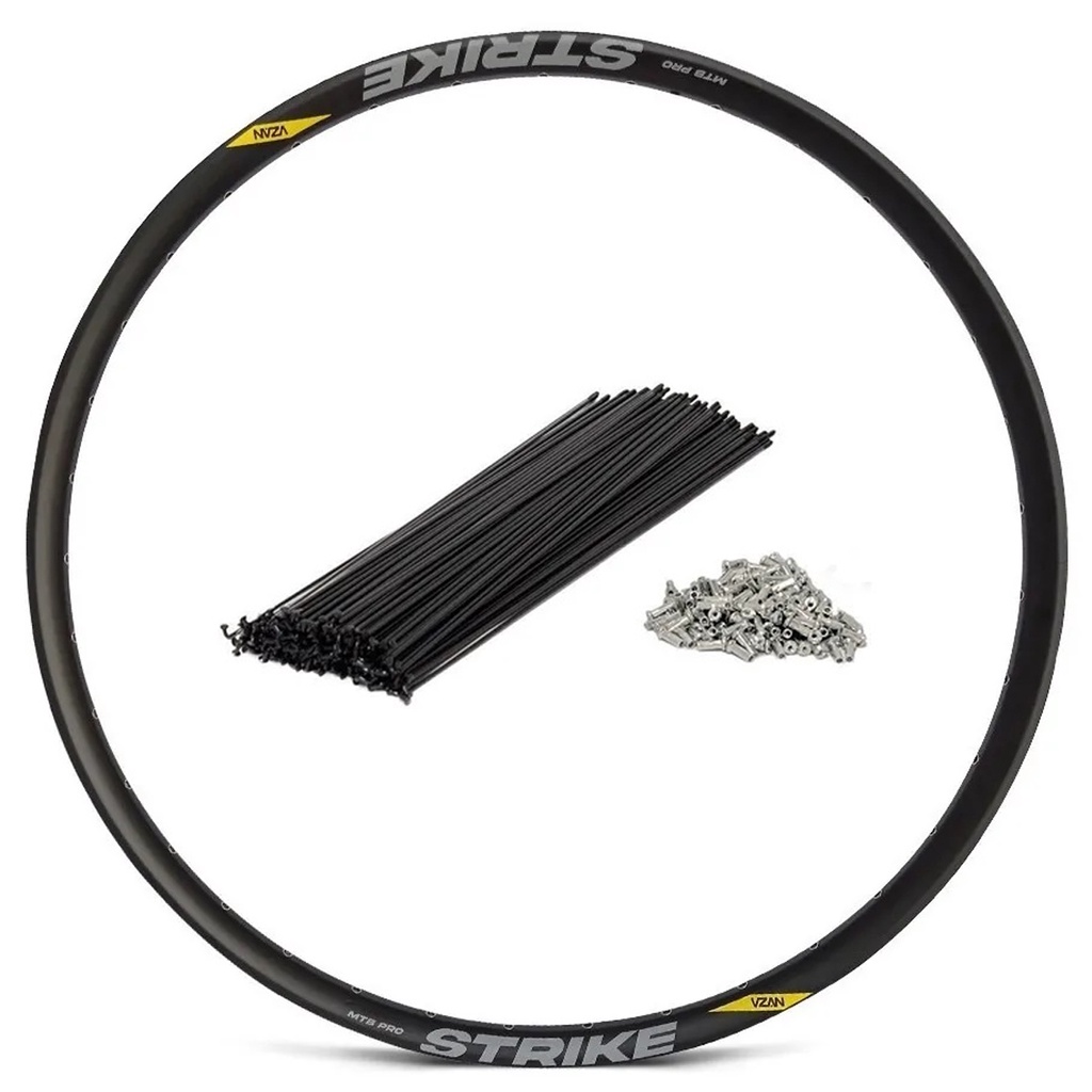 Kit Aro 29 Bike VZAN Strike Pro Disc 28 32 36 Furos Tubeless com Raios 28F 32F 36F