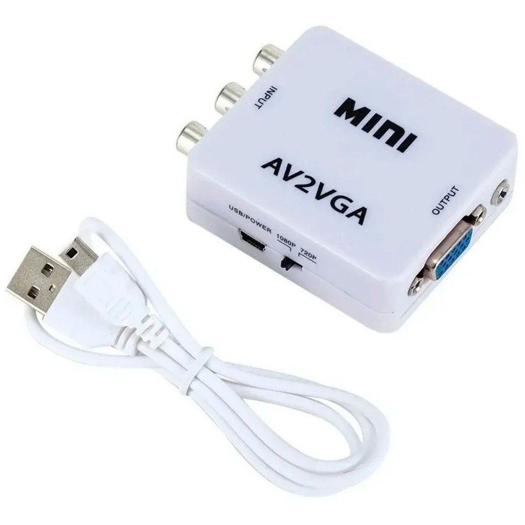 Conversor Áudio E Vídeo Av Rca Para Vga Ps1 Ps2 Xbox Dvd Vhs