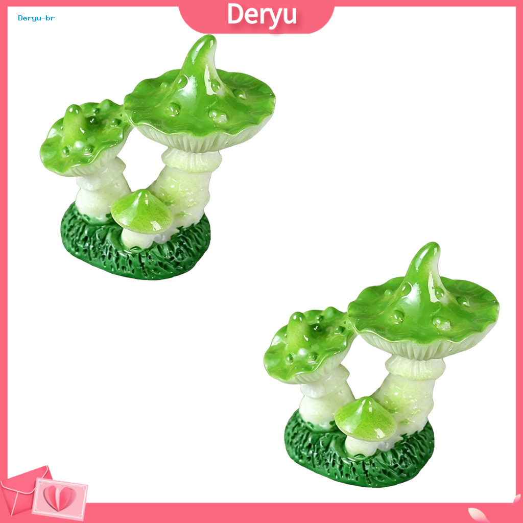 Miniature Mushroom Figurines Tabletop Scenes 2 Pcs Mini Resin Fairy Garden Decor for Aquarium Bonsai Micro Landscape Ter