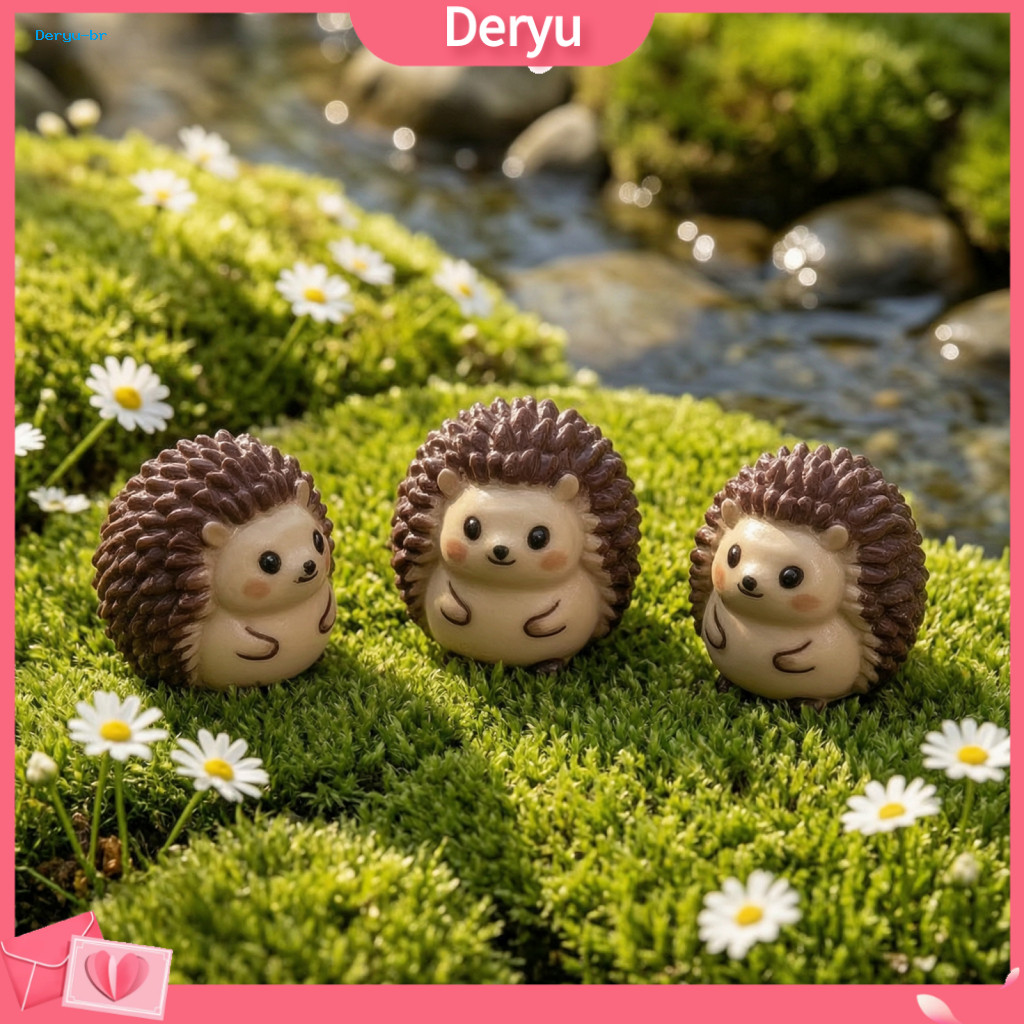 Miniature Hedgehog Figurines Small Potted Plant Decor 2pcs Cute Resin Mini for Succulent Pots Terrarium Fairy Garden Orn