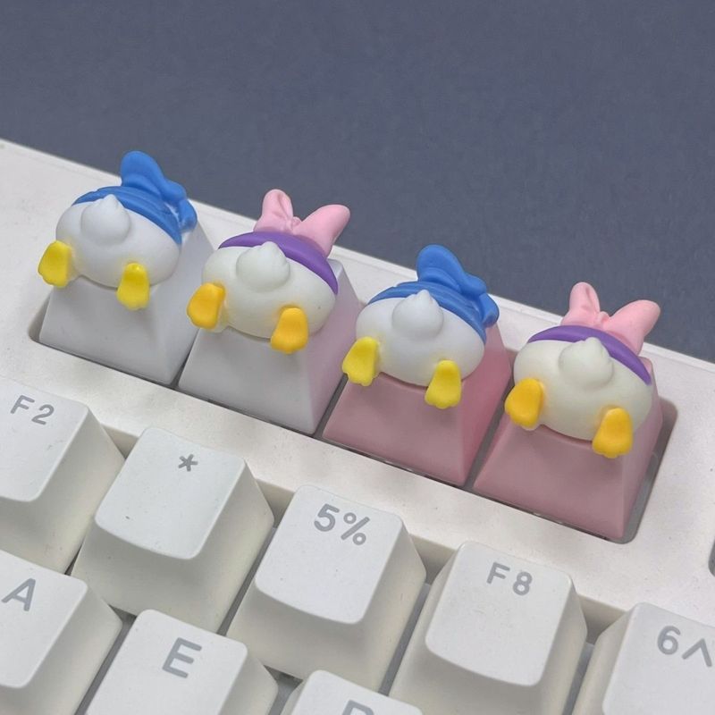 Creative cartoon cute duck keycap cross personalized mechanical keyboard duck pink computer button