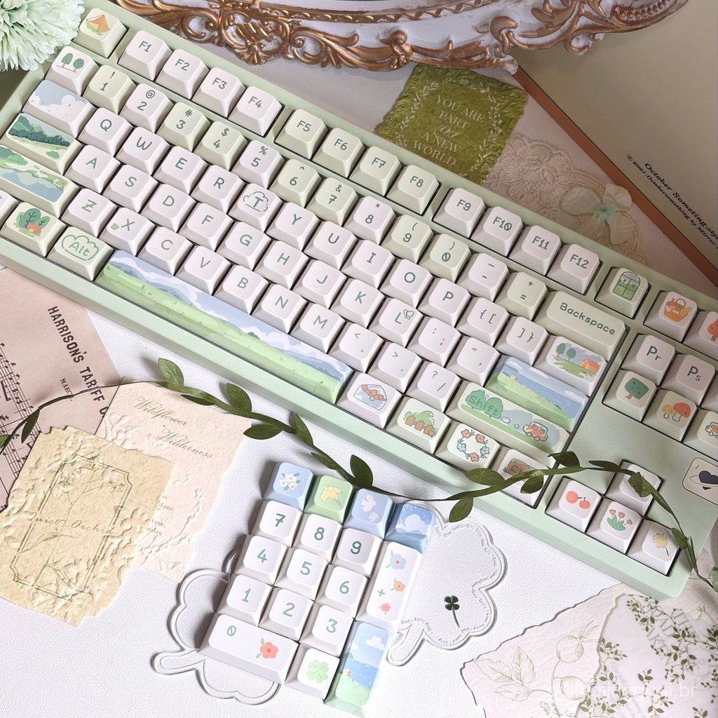 Dragon's Love Letter Spring Wilderness Spring Puppy Original 118-key Dye-sublimation Mechanical Keyboard Keycaps.