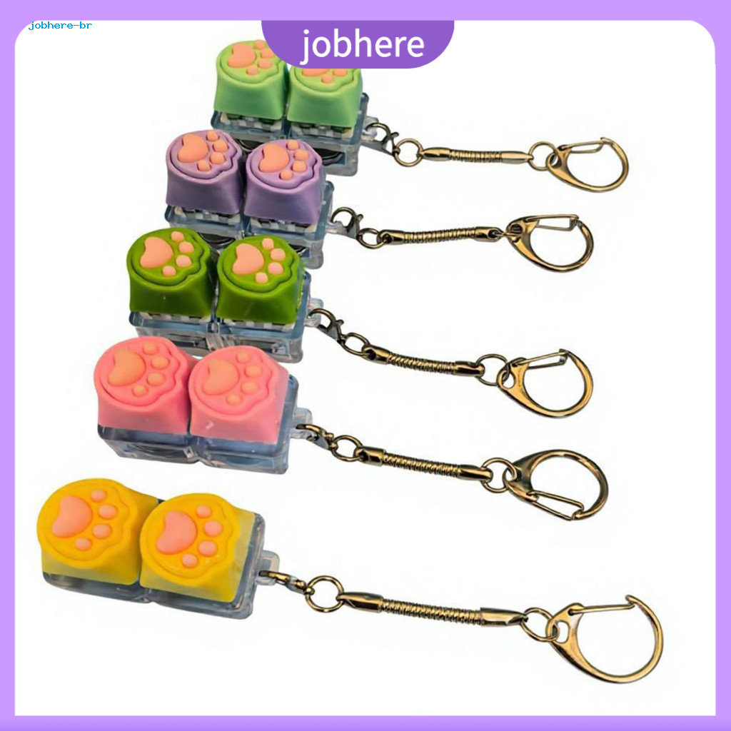 Stress Relief Keyboard Toys Mechanical Keycap Toy Cat Paw Fidget Keychain with Led Light – 2-in-1 Push Button Finger C