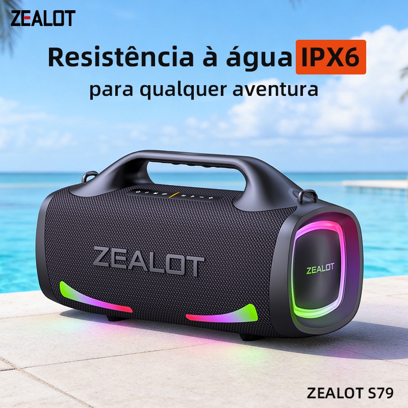 ZEALOT S79 Caixa de Som Bluetooth Portátil 24000mAh 100W Potente TWS IPX6 À Prova d’Água Power Bank Carga Rápida 45W Alt