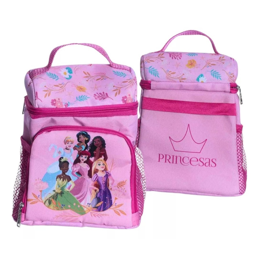 Lancheira Térmica 2 Compartimentos Princesas Disney Oficial kids escolar passeio
