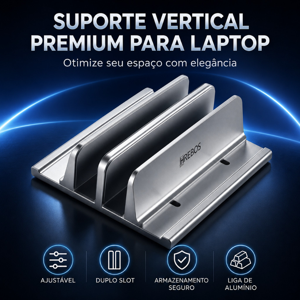 HREBOS Portable Vertical Aluminum Stand For Notebook MACiPad Tablets Cell Phone Desktop Stand Durável e de longa duração