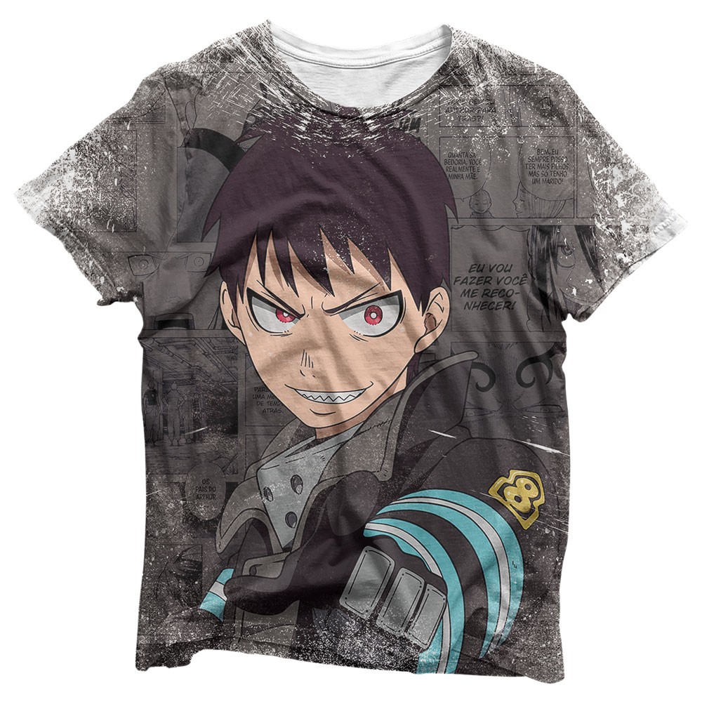 Camisa Exclusiva Mangá Shinra - Camisas Fire Force Estampa Total