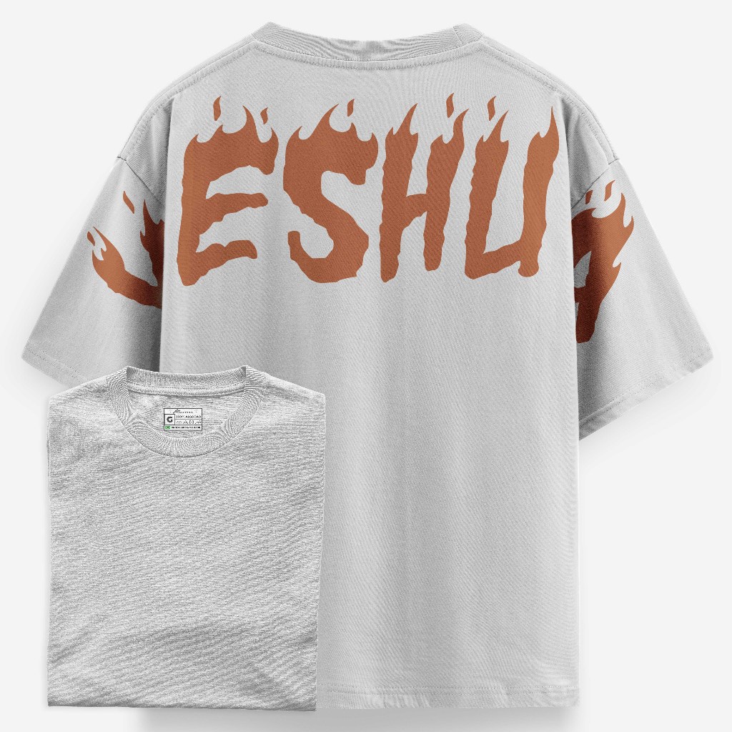 Camiseta Oversized Cristã Ecangelica Estampa Exclusiva YESHUA fire Nova