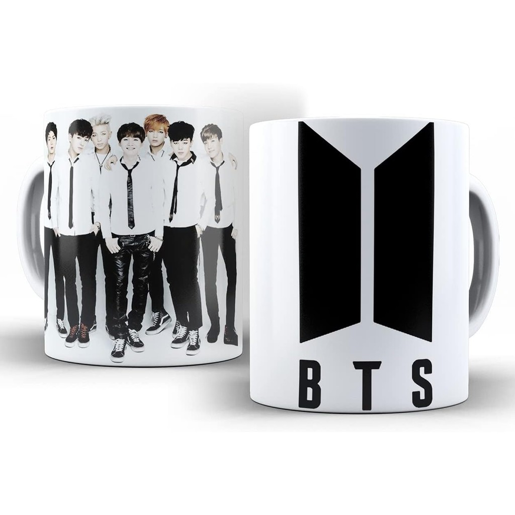 Caneca BTS Fire 325ml Porcelana Presente Criativo Fã Army Kpop Brinde Exclusivo