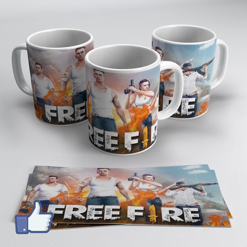 Caneca Porcelana FREE FIRE Personalizada Design Exclusivo 325ml Premium