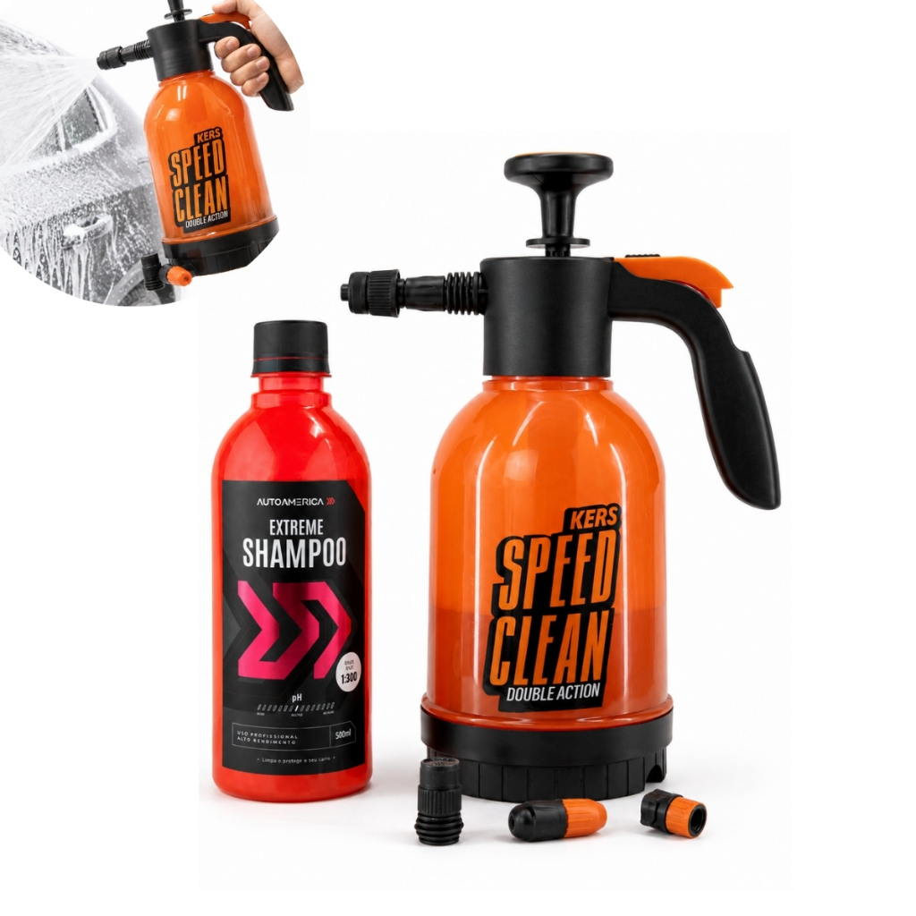 Kit Pulverizador Speed Clean 2L Kers + Shampoo Neutro Extreme 500ml Autoamerica Limpeza Automotiva