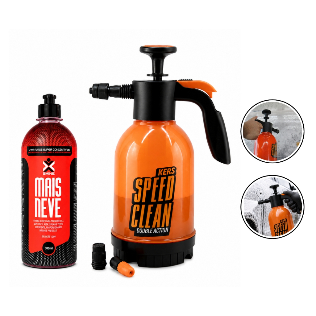Pulverizador Speed Clean Kers Shampoo Lava Auto Concentrado Xshine Espuma Intensa Limpeza Automotiva