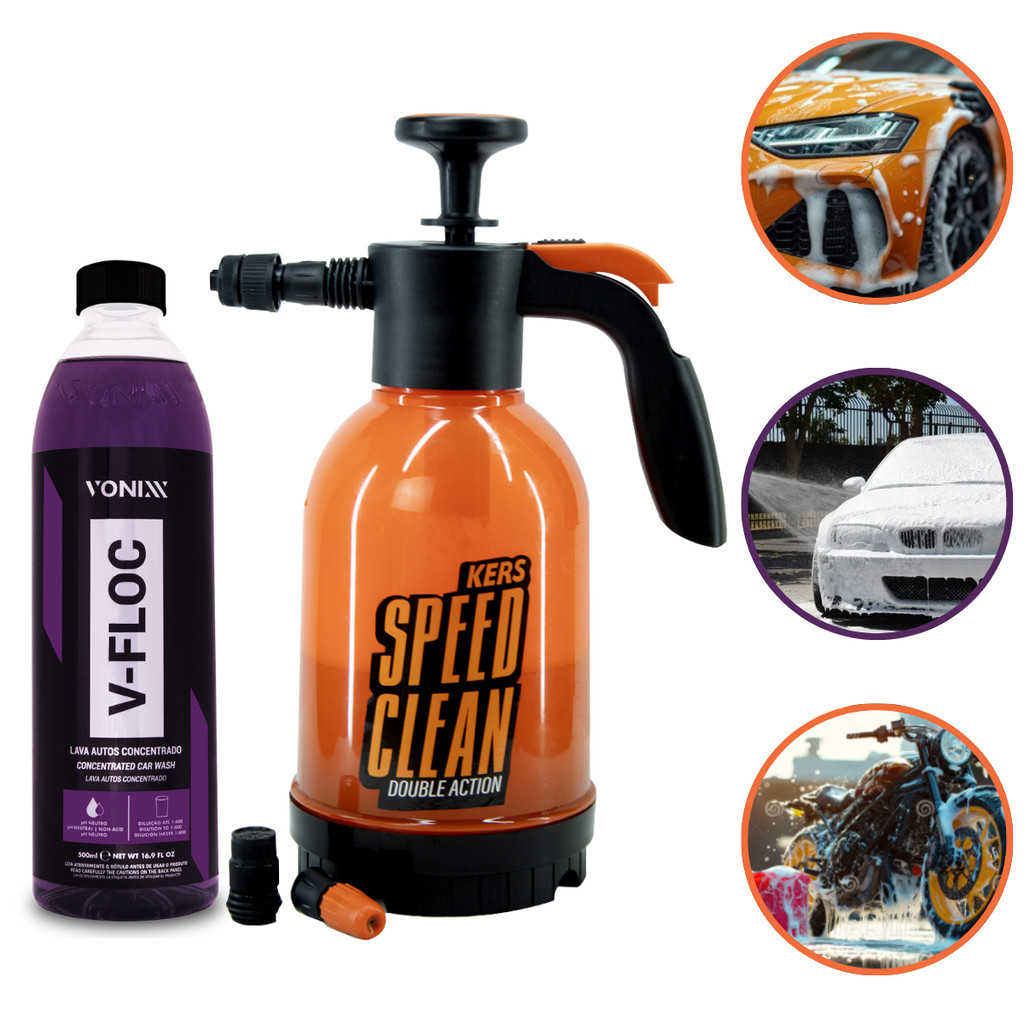 V-floc 500ml Vonixx Snow Foam Pulverizador Espuma Speed Clean Kers Laranja