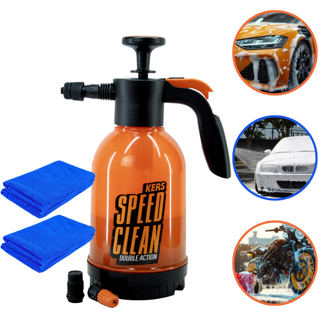 Speed Clean Kers Pulverizador Gerador Espuma Snow Foam Laranja + 2 Toalhas de Microfibra