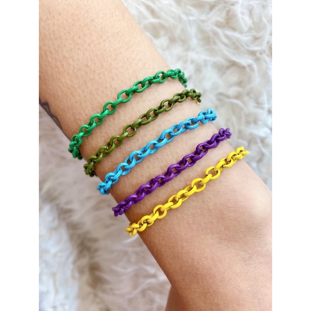 Pulseiras Coloridas pintadas em cores Vivas Elo português