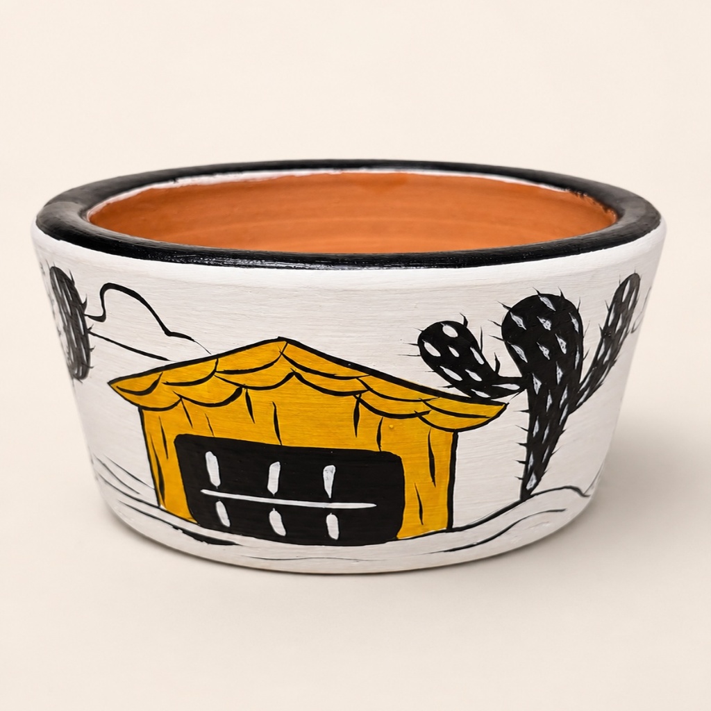 VASO DE BARRO ARTESANAL CRAFTО 12 X 14 X 14 CM – CASINHA PINTADA À MÃO ARTE, COR E ACONCHEGO EM UMA PEÇA