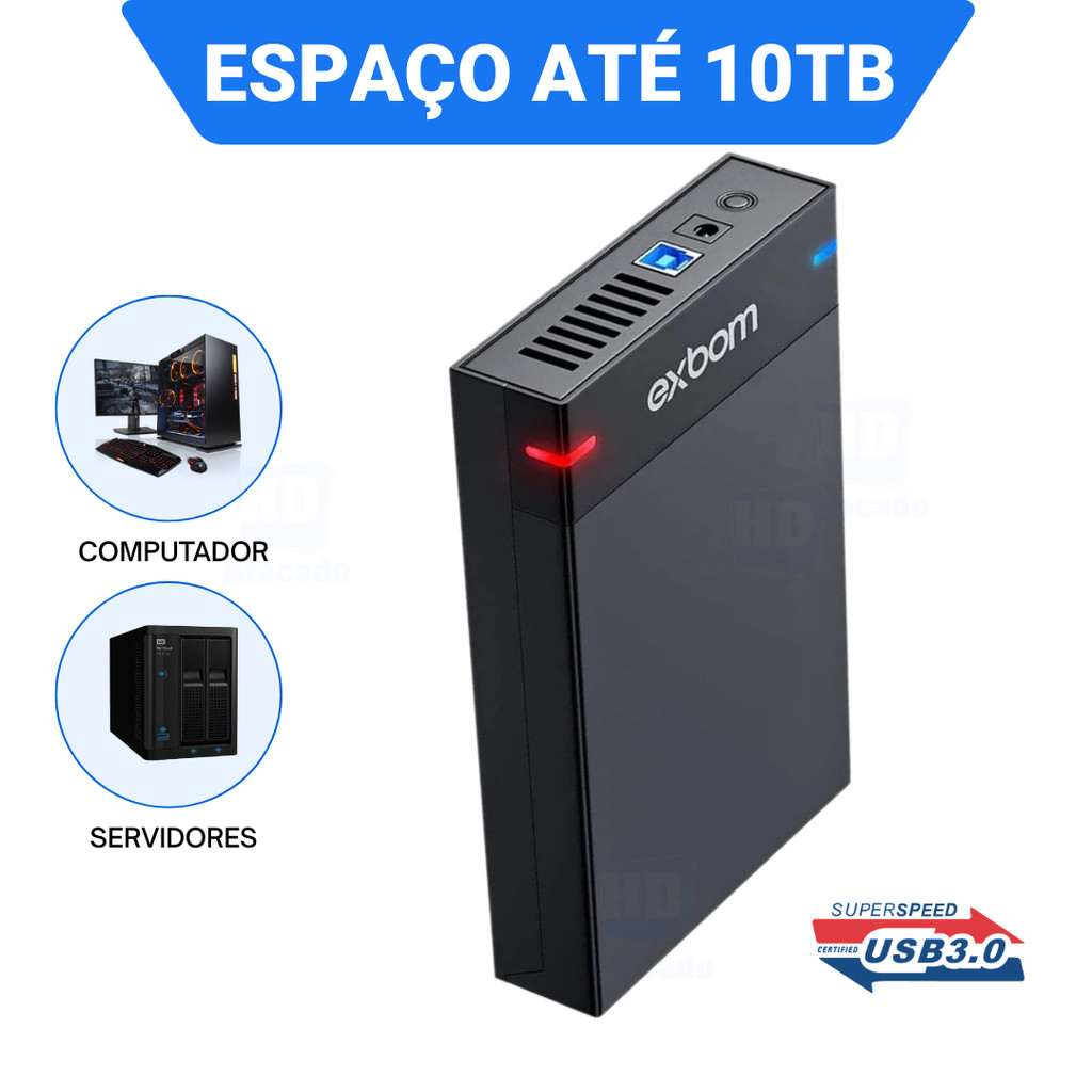 HD Externo 500GB/1TB USB 3.0 Tipo SSD 3.5
