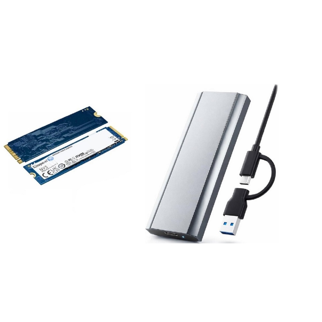 SSD EXTERNO - SSD KINGSTON NV3 500GB NVME + CASE DE ALUMINIO USB 3.1 TIPO C