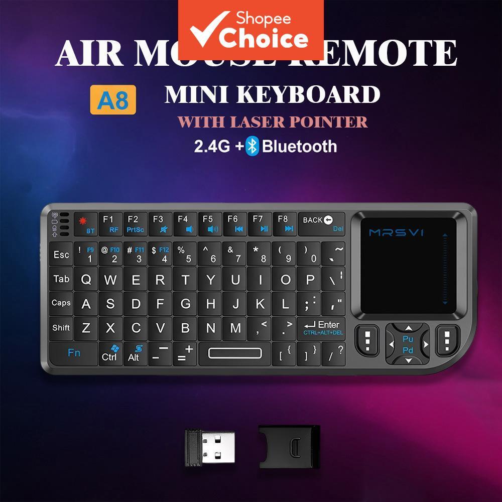 MRSVI Air Mouse Controle Remoto Mini Teclado Bluetooth E 2.4G Backlight Touchpad Com Ponteiro Laser Aplicável-Perfeito P